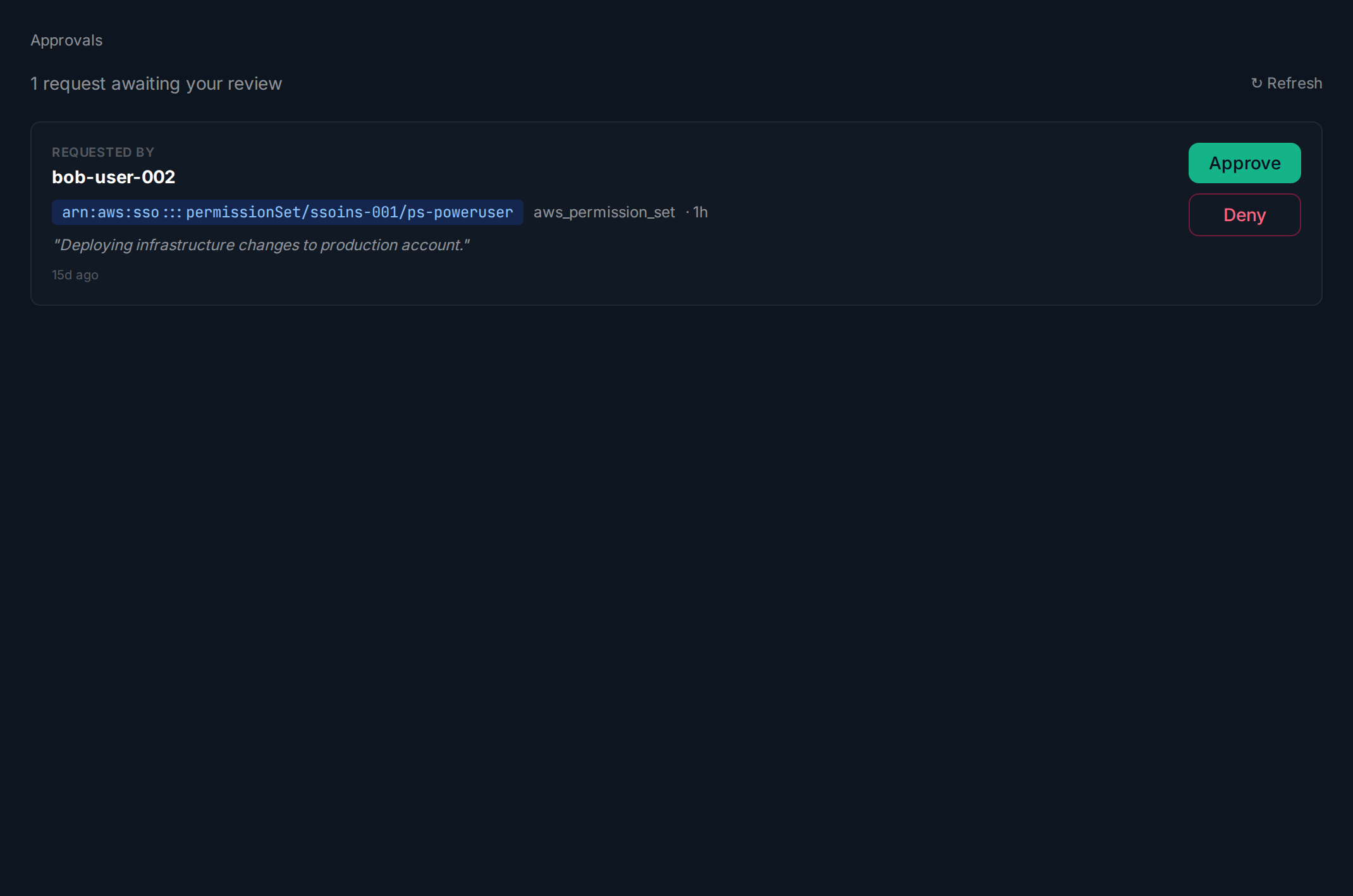Request approved successfully